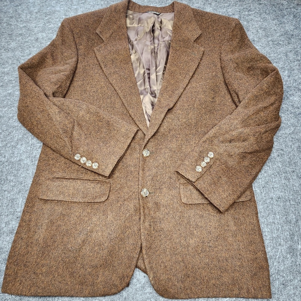 Bill Blass Vintage Brown Camel Hair Blazer Sports Coat Jacket Strawbridge 44 USA